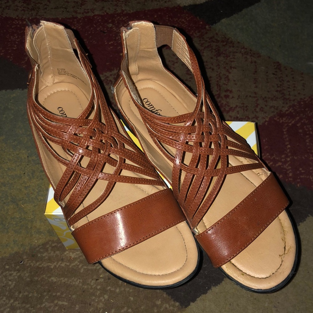 Comfortview Brown Gladiator Sandals